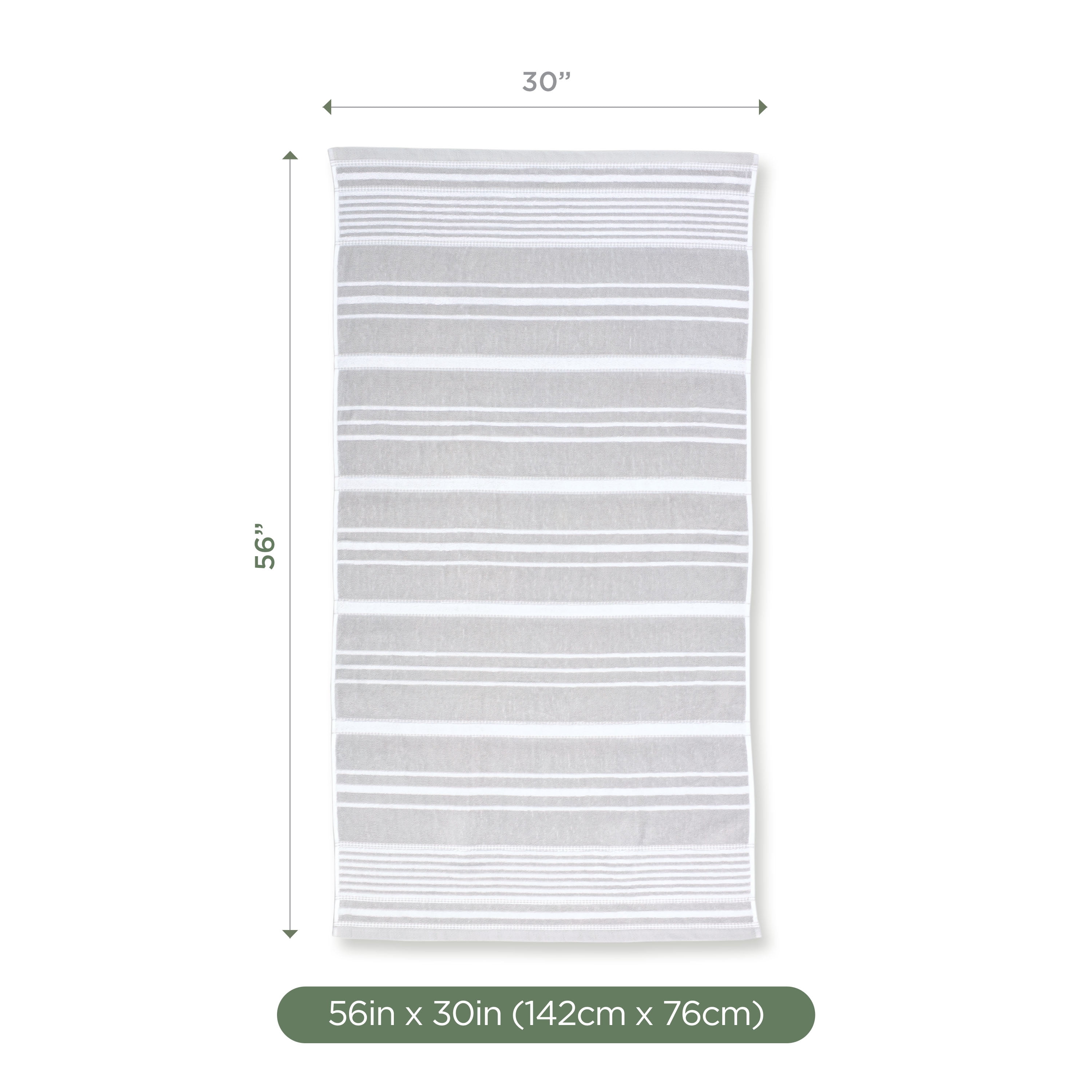 Martex Restore Batten Stripe Bath Towel, 30" x 56", Gray