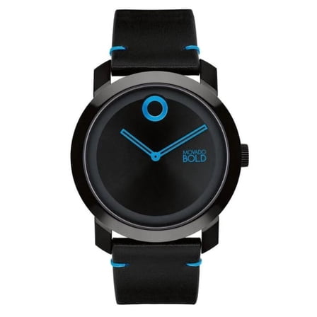 MOVADO 3601058 TREND IMPULSE BLACK DIAL BLACK LEATHER BAND MEN'S WATCH