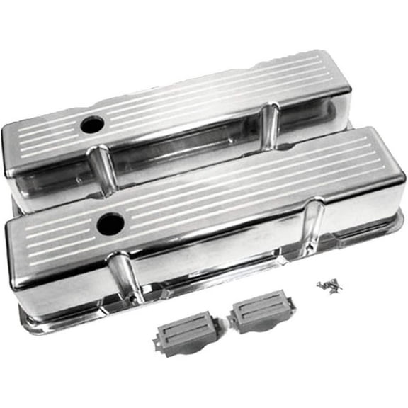 Fit 1958-86 Chevy Small Block SB Tall Polished Aluminum Valve Covers Ball Milled