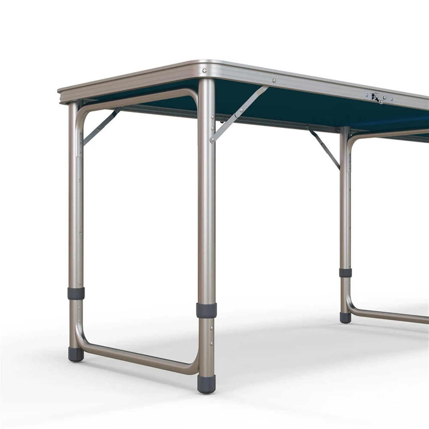 Demi Bonn Outdoor Aluminum Folding Table with Adjustable Legs, 8ft Picnic Table for BBQ, Beach, Hiking, Blue