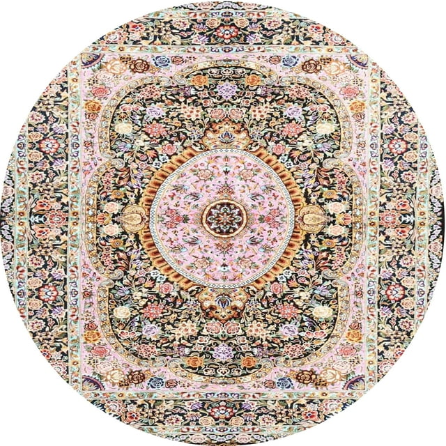 Ahgly Company Tapis d'Intérieur Lavables en Machine, Ronds, Marron Traditionnel, 4' Ronds