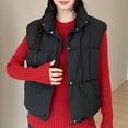 thumbnail image 4 of jtjvou Womens Quilted Puffer Vests Sleeveless Stand Collar Snap Button down Gilet Casual Warm Winter Outerwear with Pockets Black XXL, 4 of 7