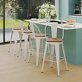 thumbnail image 7 of Swivel Bar Stools 24 inch Swivel Counter Height Metal Barstools Set of 4 Modern Farmhouse Bar Chairs with High Backs and Large Wooden Seat for Kitchen Island Dining Room Cream White, 7 of 7