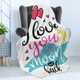 thumbnail image 4 of I Love You Soft Flannel Fleece Throw Blanket, I Love You to the Moon and Back Lifestyle Words Partners Design, Cozy Plush for Indoor and Outdoor Use, 50" x 70", Multicolor, by Ambesonne, 4 of 5
