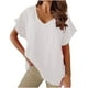 thumbnail image 1 of Blusa básica de manga corta para mujer, cuello en V, color sólido, informal, holgada Pompotops  hkajfhjk463286, 1 of 8