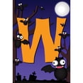 thumbnail image 2 of America Forever Monogram Halloween Bat Garden Flag 12.5 x 18 inches Letter W Double Sided Small Flags for Outside, Holiday Party Yard Outdoor Halloween Horror Nights Flag, 2 of 6