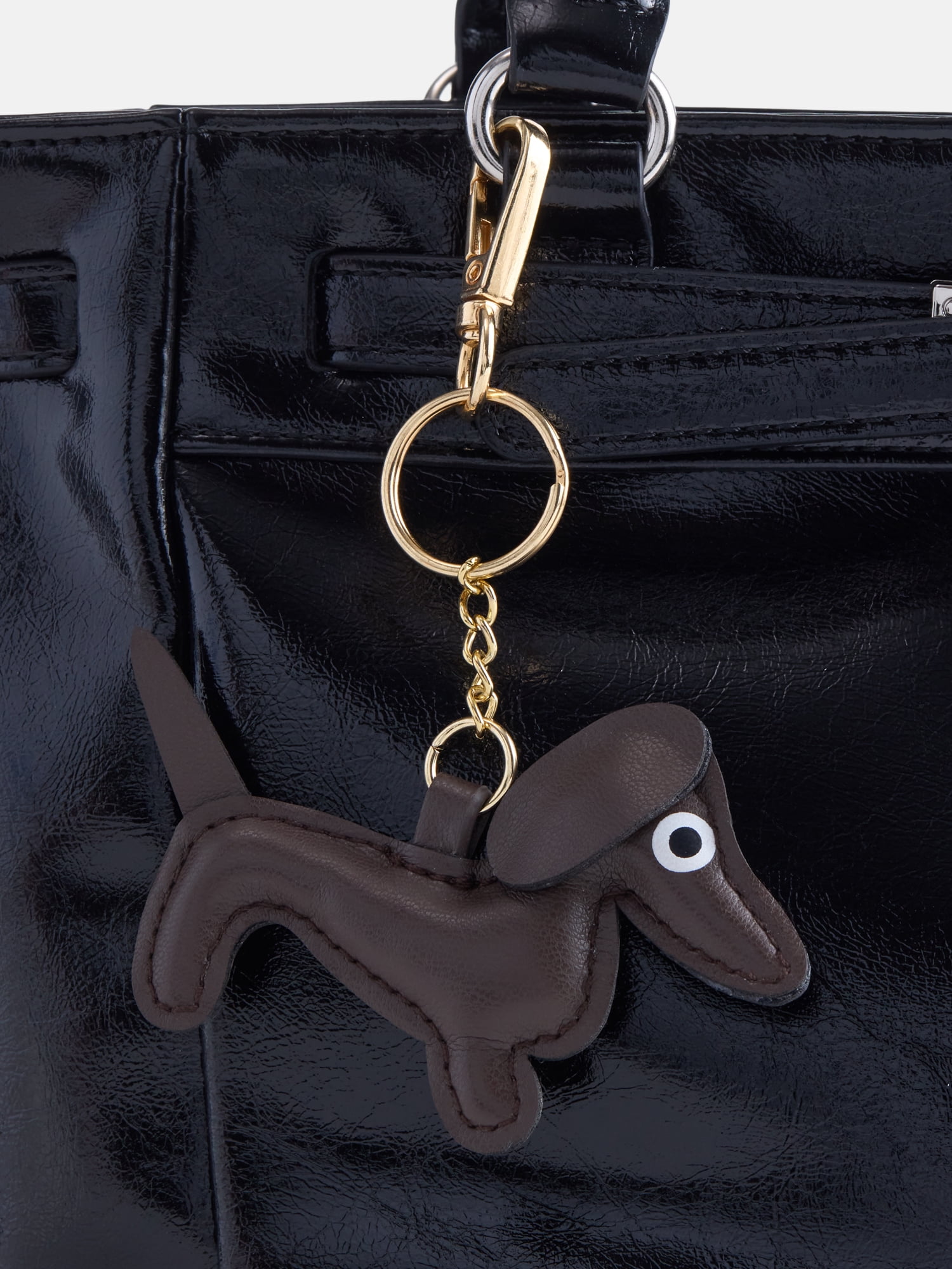 Free Assembly Women's Dachshund Bag Charm, Brown