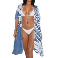 thumbnail image 3 of HELLHERO Polyester Bathing Suit Cover Up for Beach Kimono Free Size Long Kimono Swimsuit Cover Up Blue Floral, 3 of 6