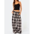 thumbnail image 4 of Yunliwuli Women's Casual Trousers Classic Plaid Print Elastic Waist Loose Wide Leg Pants Lounge Pants, 4 of 6