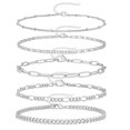 thumbnail image 1 of Pulsera de capas doradas para mujer, pulsera de cadena cubana, cadena de garra de mariposa, conjunto de tobillera de playa de verano, 1 of 6
