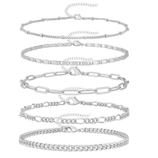 Pulsera de capas doradas para mujer, pulsera de cadena cubana, cadena de garra de mariposa, conjunto de tobillera de playa de verano