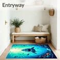 thumbnail image 3 of Flatwoven High Traffic Area Rug, Underwater Adventure with Bold Jaws and Ocean Waves, Non Slip, Stain Resistant, Washable Area Rugs for Living Room, Bedroom(Blue, 4X6), 3 of 8