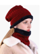 thumbnail image 1 of Gorro de invierno, conjunto de bufanda para hombres y mujeres, gorro de punto cálido, forro de lana gruesa, tamaño de sombrero informal (rojo vino) Sincero Electrónica, 1 of 5