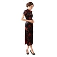 thumbnail image 2 of Koszal Robe de Soirée Traditionnelle Chinoise pour Femmes Cheongsam Demoiselle d'Honneur Manches Courtes, 2 of 7