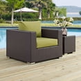 thumbnail image 4 of Lounge Chair Armchair, Green, Rattan, Wicker, Outdoor Patio Balcony Cafe Bistro Garden Hospitality Restaurant, Modern Contemporary HB32783, 4 of 4