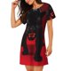 thumbnail image 2 of Fotbe Panther Red Background Bata de Dormir para Mujer con Estampado, Camisón de Algodón de Manga Corta, Ropa de Dormir Casual, 2 of 6