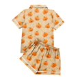 thumbnail image 6 of WTOBBY Women's Casual Halloween Pajama Set Loose Fit Short Sleeve Top with Elastic Waist Shorts Printed Two-Piece Sleepwear Home Lounge Wear Outfit,Saffron 3XL, 6 of 6