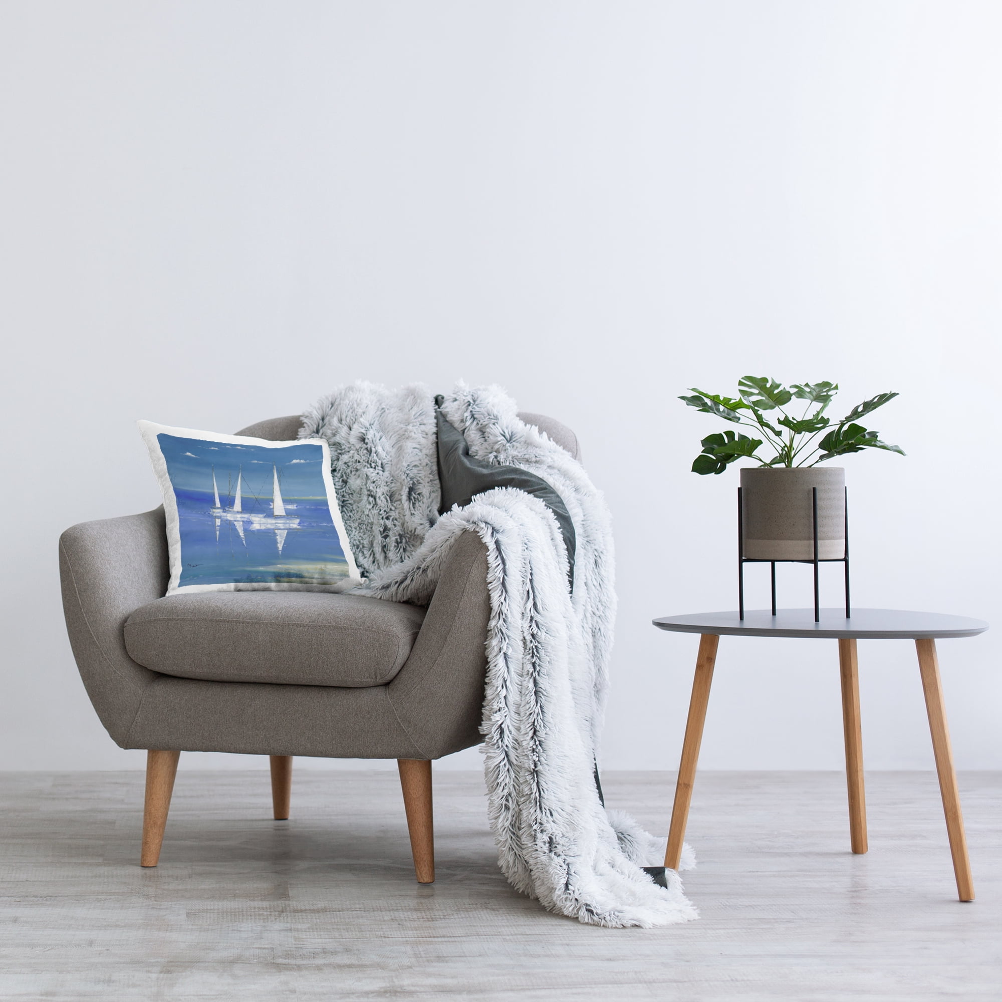 Stupell Industries Serenity Sailboats Reflected on Water Decorative Printed Throw Pillow, design by Paul Brent, 18 x 7 x 18