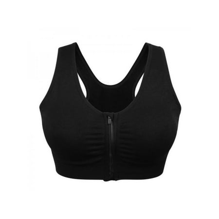 

Women Pure Color Plus Size Ultra-thin Large Bra Sports Bra Front Zipper Full Cup Padded Tops