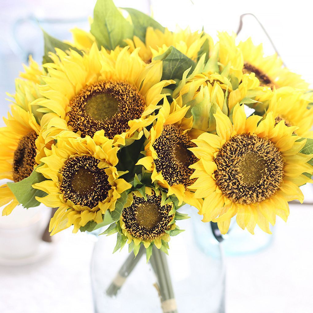 Artificial Sunflower Bridal Bouquet Silk Flower Bouquets Wedding Home