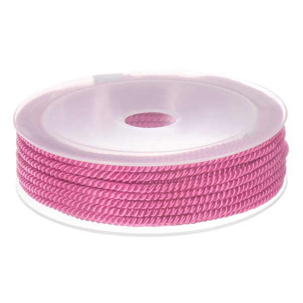 Trenzado Nylon Cordel Hilo Rebordear Cordón 3mm 7M/23 Pies Extrafuerte Trenzado Nylon Cadena para Elaboración Pulseras Joyería Fabricación, Rosa Perla