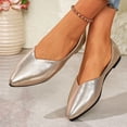 thumbnail image 2 of Flat Shoes for Women Pointed Toe Comfortable Business Casual Work Shoes Dressy Leather Slip on Comfy Footbed Walking Shoes Gold Size 7, 2 of 7