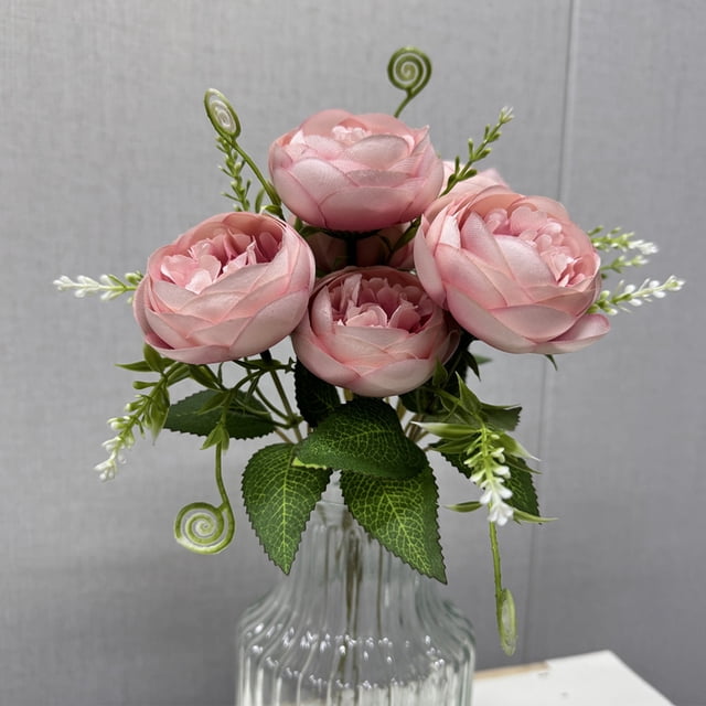 Flores artificiales de peonía plástica multicolor - Decoración realista del hogar de 30 cm, resistente al desvanecimiento y resistente al agua