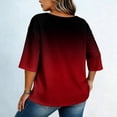 thumbnail image 4 of thefmos Women Plus Size Fall Winter Round Neck 3/4 Sleeve Gradient Casual Loose Tshirt Pullover Tops for Women Cute Trendy Comfy Oversized Tee Blouses Daily Wear Work Outfits, Red 4XL, 4 of 7