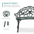 thumbnail image 4 of Tcbosik Cast Aluminum Patio Bench with Rose Pattern, Antique Green Finish, 2-Person Outdoor Garden Seating, Easy Assembly, 38.5"L x 16"W x 31"H, 4 of 9