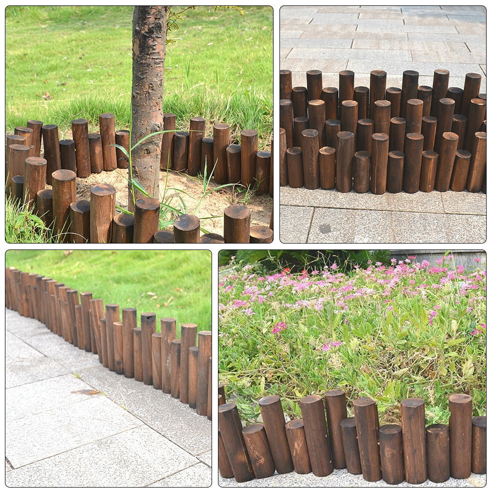 Tineasur Garden Edging Brown Wood Uneven Edging 1Set