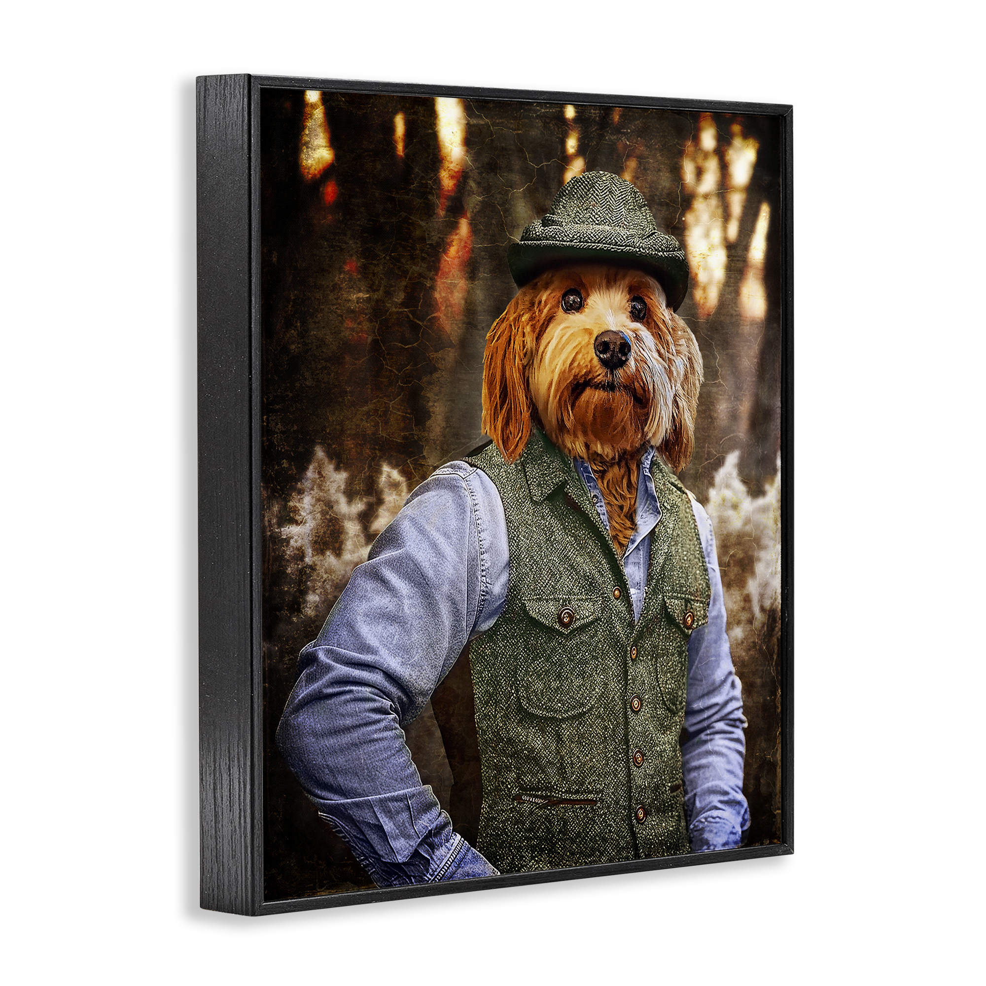 Stupell Industries Terrier Dog Classic Clothing Animals & Insects Painting Black Framed Art Print Wall Art, 24 x 30