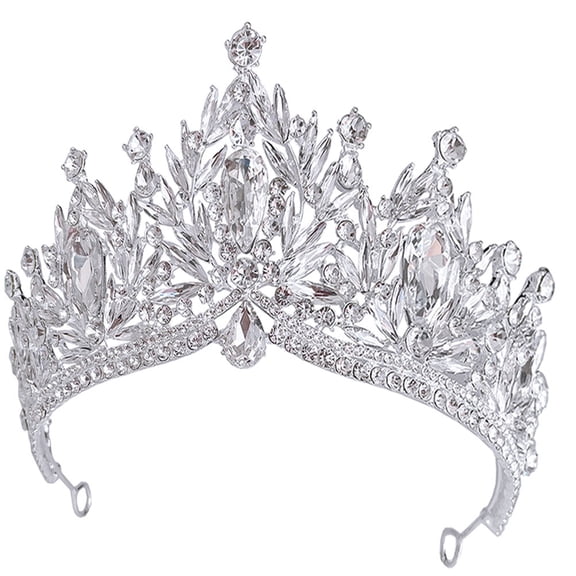 Supvox Bride to Be Tiara Crown Silver Durable Hair Accessory for Wedding 1Pcs
