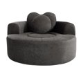 thumbnail image 4 of Leumius Oversized Round Chair Lounge Chaise Indoor,Upholstered Round Sofa Bed with Memory Foam,Comfy Cloud Circle Chair with Deep Seat for Living Room Bedroom,No Assembly Required,Black+ Gray, 4 of 10