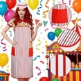 thumbnail image 2 of CONZONE Carnival Womens Chef Dress Up Casual Striped Apron Bowtie And Hat Outfit Funny Party Stage Performance Clothes, 2 of 4
