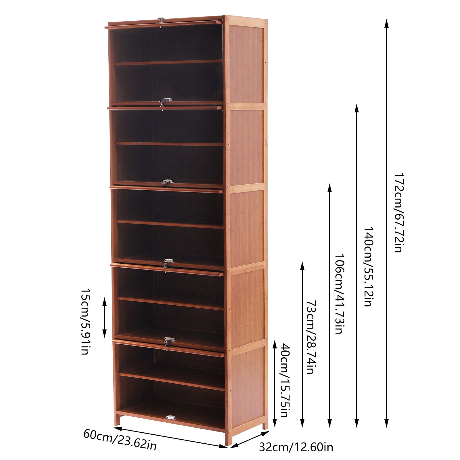 11-Tier Bamboo Shoe Cabinet with Door, Tall Narrow Shoe Storage for Entryway, 20 Pair Capacity Freestanding Wooden Shoe Rack Organizer, Brown