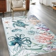 thumbnail image 3 of Area Rug 48×72in, Sea Turtles Nautical Seaweed Floor Carpet Living Room Rug, Blue Ocean Octopus Starfish Non-Slip Welcome Mat Indoor Rugs for Bedroom Dining Room, 3 of 4