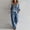 Blue, variant on Morttic Women's 2 Piece Bohemian Solid Color Off Shoulder Seven Sleeve Top & Wide Leg Pants Set – Side Pocket Pink，L