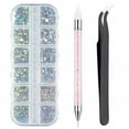 thumbnail image 1 of Crystals Nail Art Rhinestones Decorations Nail Stones for Nail Art Supplies and Clear Crystal Rhinestones with Pick Up Tweezer and Rhinestone Picker Dotting Pen, 1 of 9