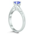thumbnail image 2 of SZUL Women's Solitaire Oval 6X4MM Tanzanite Gemstone Twist Ring in 10K White Gold, 2 of 4