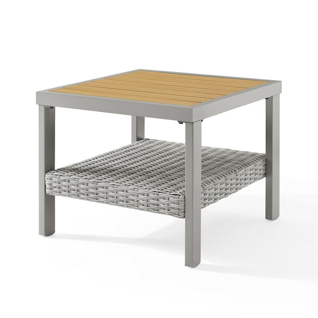 Songmics Home Collection Sencillo - Petite Table Basse, Table d'Appoint de Jardin, Carré, avec Rangement, Style Transitionnel, Faux Bois