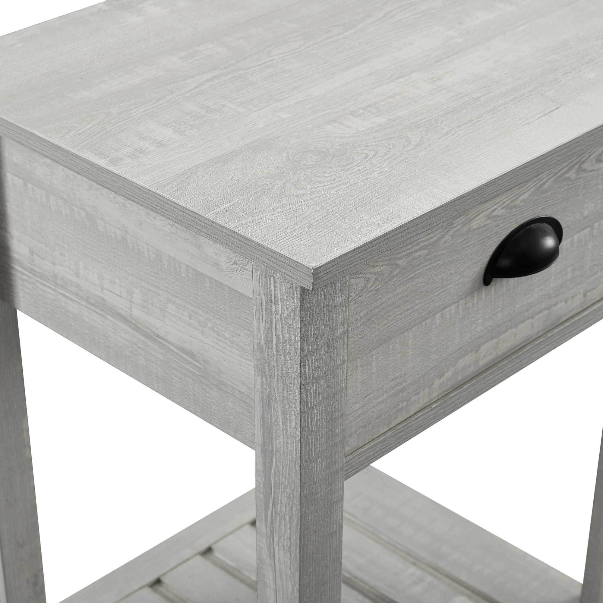 Walker Edison Modern Farmhouse 1 Drawer End Table, Stone Grey