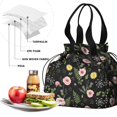thumbnail image 4 of Pioneer Flower Floral Print Pattern Drawstring Insulated Lunch Bag for Women, Stain-Resistant Large Lunch Tote with Multi-Pockets for Work Office, 4 of 6