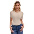 thumbnail image 5 of Fall Clothes Ladies Crew Neck Ribbed Long Sleeve Tunics Slim Fit Top Casual Essential Tshirt, 5 of 7