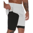 thumbnail image 3 of MOVEUP Men's 2 in 1 Athletic Gym Training Shorts with Cooling Compression Liner, White, 3 of 6