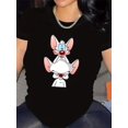 thumbnail image 1 of Women Crewneck Print Short Sleeve T-Shirts Summer Tees Loose Fit Graphic Tops[Creative Mouse Graphic Tee] Creative Mouse Graphic Casual Sports T-Shirt - Round Neck, Stretch Knitted, Printed, All Se, 1 of 5