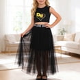 thumbnail image 2 of Girls Outfits Sleeveless Crop Top Mesh Layered Skirt 2 Piece Girls Summer Clothes,Black,Size 7 -8 Years, 2 of 9