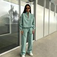 thumbnail image 5 of Womens Sweatsuits 2 Piece Set Half Zip Stand Collar Pullover & Straight Leg Pants Fall Lounge Sweatsuit Sets Casual Athletic Tracksuit Mint Green M, 5 of 5