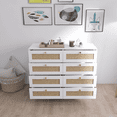 thumbnail image 2 of Mid-Century Inspired 8-Drawer Chest with Woven Rattan Front & Golden Hardware, Spacious Top Storage for Bedroom or Living Room Organization, 2 of 9