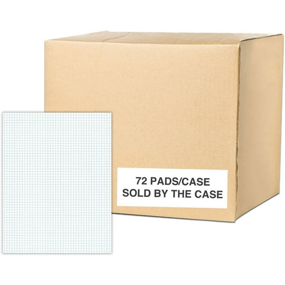 Roaring Spring 5x5 Graph Ruled Gummed Pad with Chipboard Back, 1 Case (72 Total), 8.5" x 11" 50 Sheets, White Paper