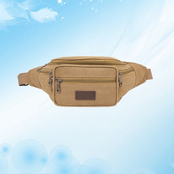 WRISTBIQUE Khaki Canvas Waist Bag for Outdoor Travel, Hiking, and Everyday Storage with Design